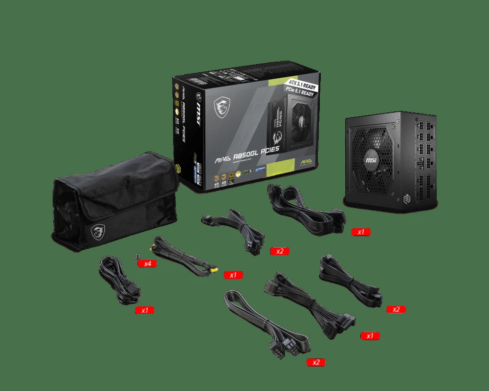 ALIMENTATION MSI MAG A850GL PCIE5 GOLD FULL MODULAIRE – Image 5