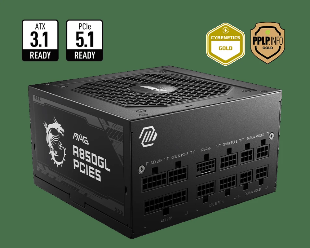 ALIMENTATION MSI MAG A850GL PCIE5 GOLD FULL MODULAIRE