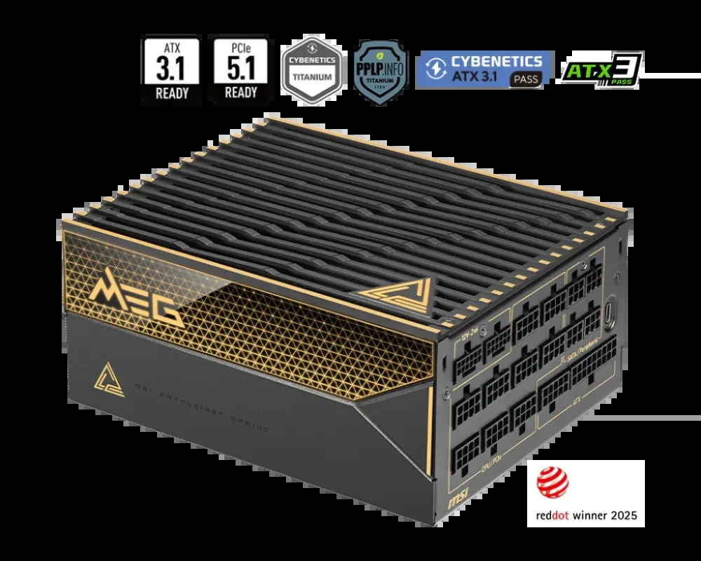 ALIMENTATION MSI MEG Ai1600T PCIE5 1600W TITANIUM FULL MODULAIRE – Image 2
