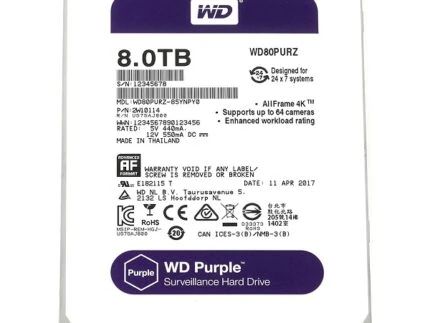 CAVIAR PURPEL 08TB WD 128MB CACHE 5400TR SURVEILLANCE HARD DRIVE