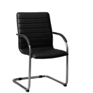 Chaise Visiteur B-46 en Similicuir – Piètement Luge – Black/Brown