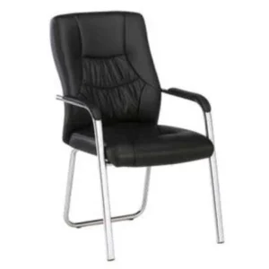 Chaise Visiteur Black / Brown – Similicuir & Piètement Chromé