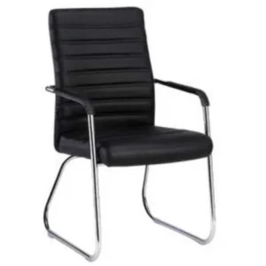 Chaise Visiteur en Similicuir – Piètement Luge – Black/Brown