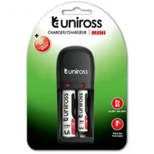CHARGEUR MINI UNIROSS + 2 PILES AA RECHARGEABLES
