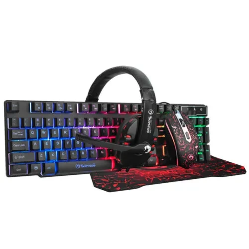 COMBO CLAVIER CASQUE SOURIS TAPIS DE SOURIS GAMER SAREPO 4 EN 1 – GK70