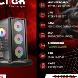 CONFIG / R5 5600GT / 16GB RAM LPX / 240GB SSD BX500/ A520M-K ASUS/ RX550W /RAIDMAX V217