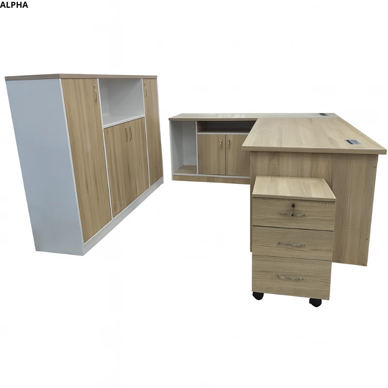 Ensemble Bureau ODESK ALPHA – Bureau + Retour + Bahut + Caisson – Image 4