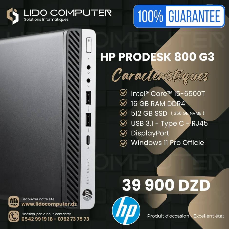Hp ProDesk 800 G3 i5-6500T - 16 Gb - 512 Gb + Écran Hp P22VBG5 21,5" FHD – Image 2