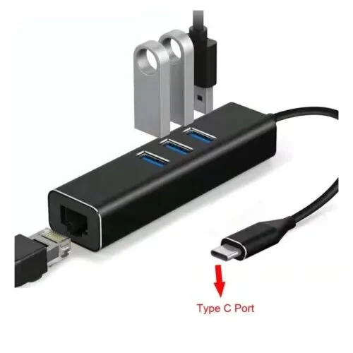 HUB TYPE-C TO RG45 GIGABIT 10/100/1000 + 3 HUB USB 3.0