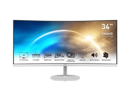 MSI PRO 34″ MP341CQW UWQHD CURVED WHITE 100Hz 1500R