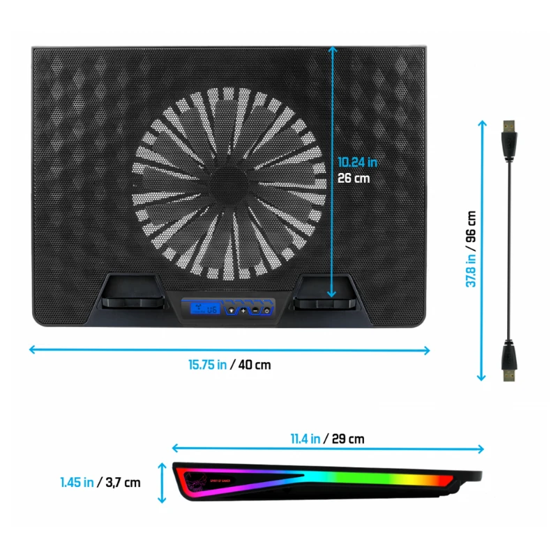 Refroidisseur PC Portable AIRBLADE 800 RGB – Ventilateur 170 mm, Éclairage RGB – Image 4