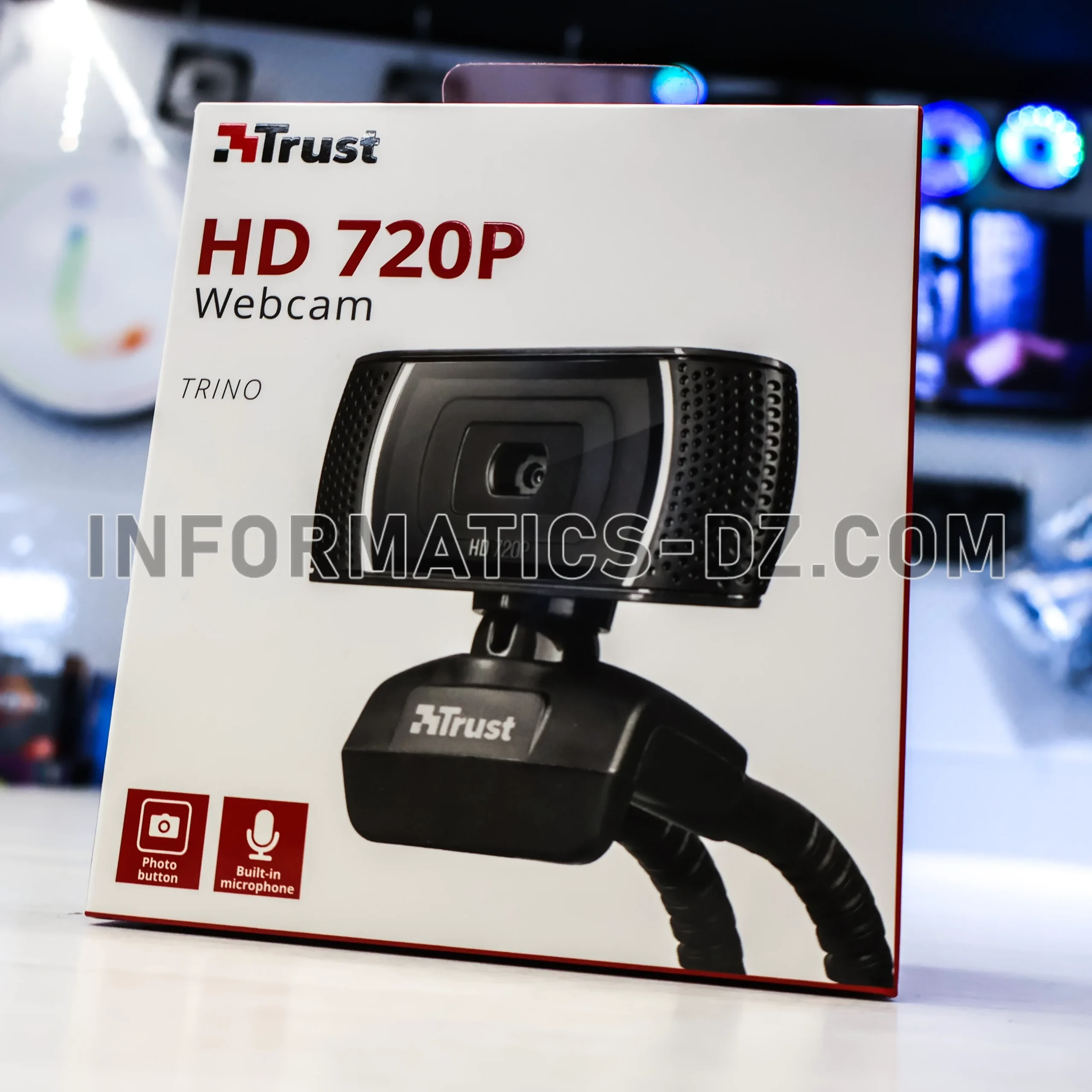 TRUST WEBCAM HD 720P – Built-in Microphone, Photo Button, and Flexible Stand
