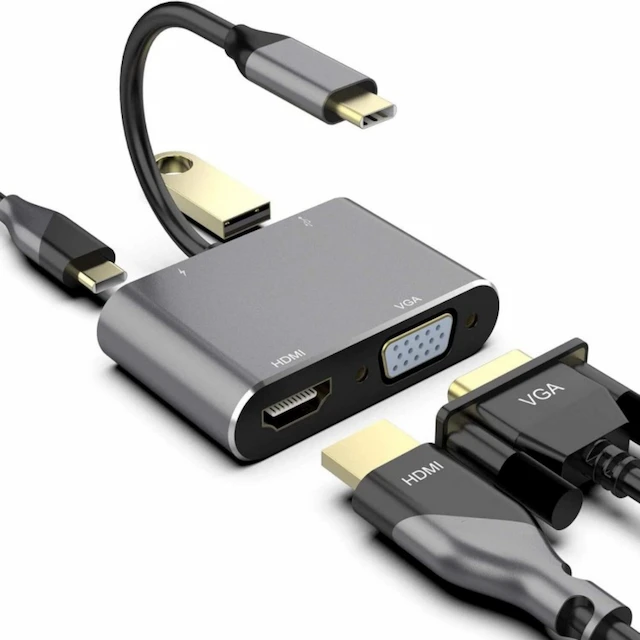 ADAPTATEUR 4IN1 TYPE C TO HDMI / USB 3.0 / VGA / TYPE C