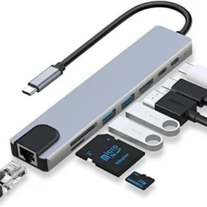 ADAPTATEUR 8IN1 TYPE C TO RJ45 / HDMI / SD -TF / USB 3.0 / TYPE C