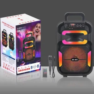 BAFFLE BLUETOOTH BK-801 LED / MICROPHONE ET BATERIE