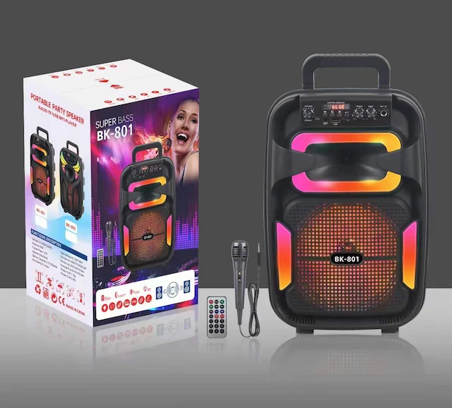 BAFFLE BLUETOOTH BK-801 LED / MICROPHONE ET BATERIE