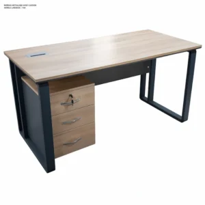 BUREAU 1.40 ODESK METALLIQUE AVEC CAISSON MOBILE BLANC / GRIS