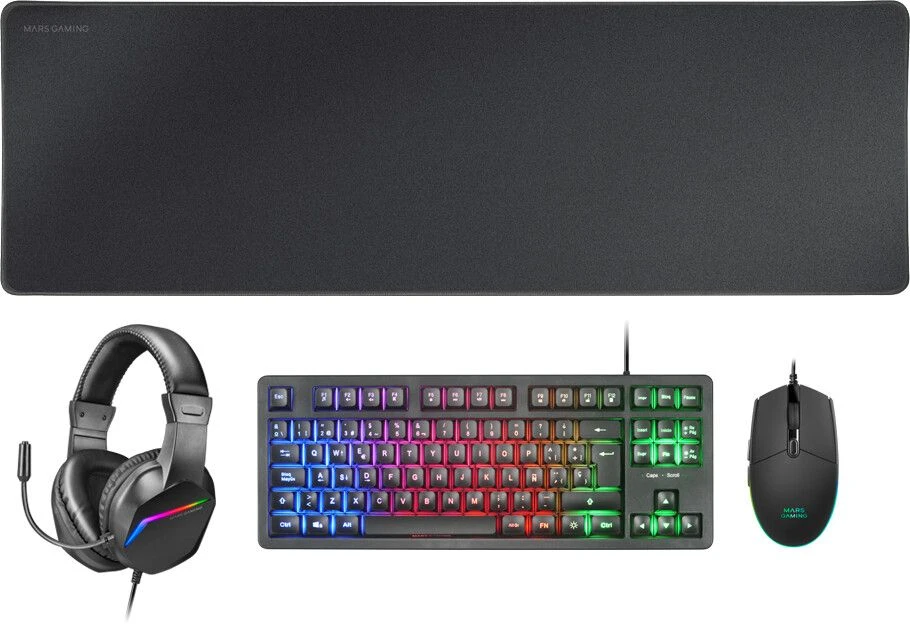 COMBO MARS GAMING MCP-RGB3 4 IN 1 CLAVIER / SOURIS / CASQUE / TAPIS – Image 2