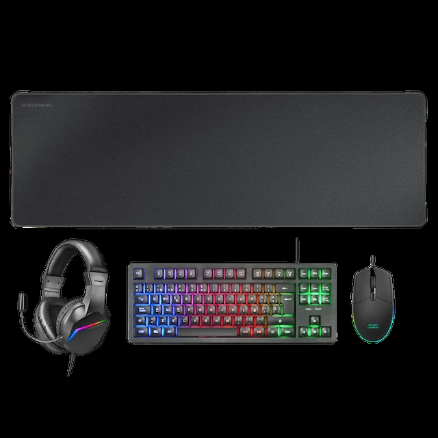 COMBO MARS GAMING MCP-RGB3 4 IN 1 CLAVIER / SOURIS / CASQUE / TAPIS