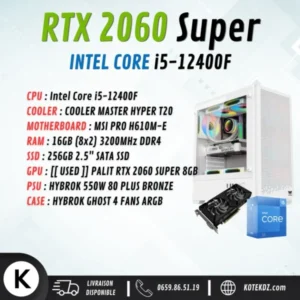 CONFIG PC GAMER – INTEL I5-12400F / RTX 2060 Super 8GB / 16GB RAM DDR4 / 256GB SSD