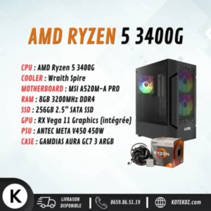 CONFIG PC GAMER – RYZEN 5 3400G / 8GB RAM DDR4 / 256GB SSD