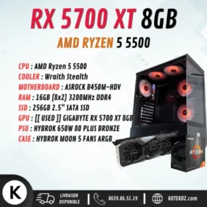 CONFIG PC GAMER – RYZEN 5 5500 / RX 5700 XT 8GB / 16GB RAM DDR4 / 256GB SSD