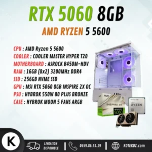 CONFIG PC GAMER – RYZEN 5 5600 / RTX 5060 8GB / 16GB RAM DDR4 / 256GB SSD