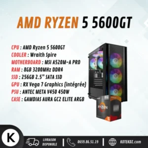 CONFIG PC GAMER – RYZEN 5 5600GT / 8GB RAM DDR4 / 256GB SSD