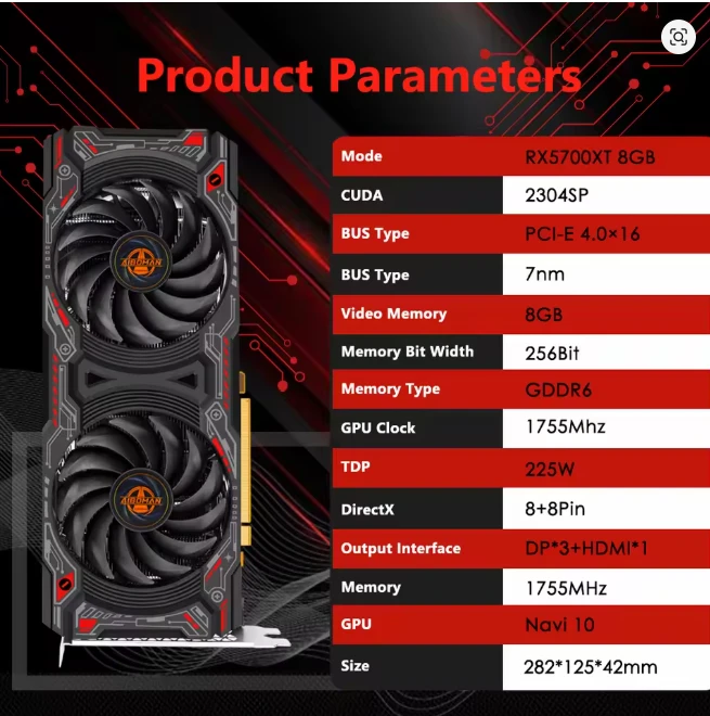 GPU AIBOMAN RX 5700XT 8GO GDDR6 – Image 2