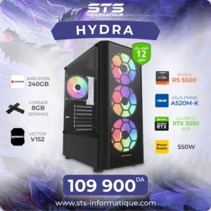 PC DE BUREAU RAYZEN 5 5500 / RTX 3050 6G / A520M-K ASUS / 8G 3200 /SSD 240 KINGSTON / 550 W / V152