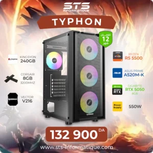 PC DE BUREAU RYZEN 5 5500 / RTX 5050 8G / A520 ASUS / 8G 3200 /SSD 240 /550 W /VECTOR 216