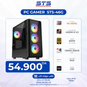 PC GAMER STS-46G / R5 4600G / A520 GIGABYTE / 8GB HIKSEMI / SSD 256 GB DAHUA / 650W / ARES C02