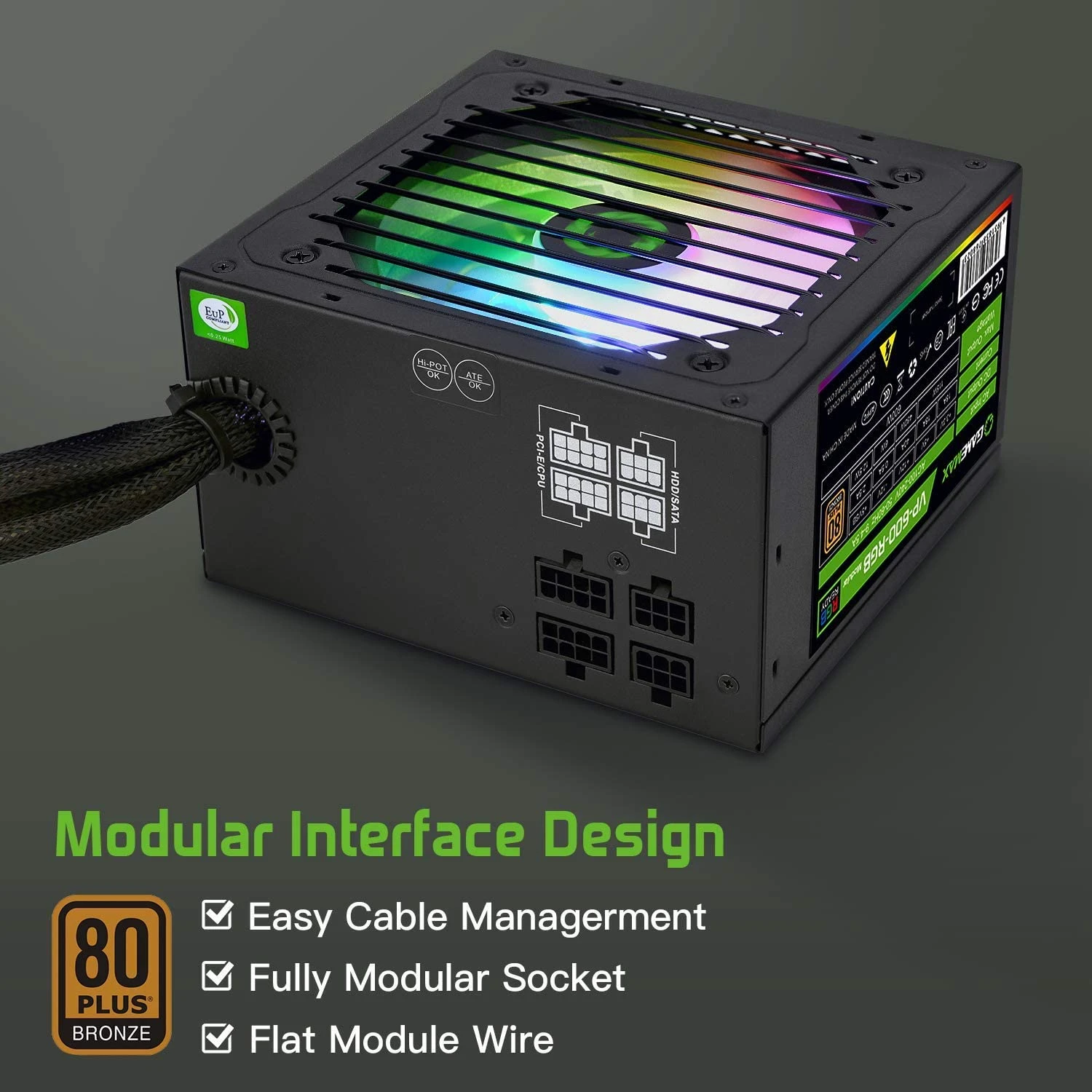 PSU GAMEMAX 600W RGB SEMI-MODULAR – Image 2